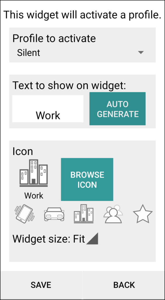 Widget, activate a profile